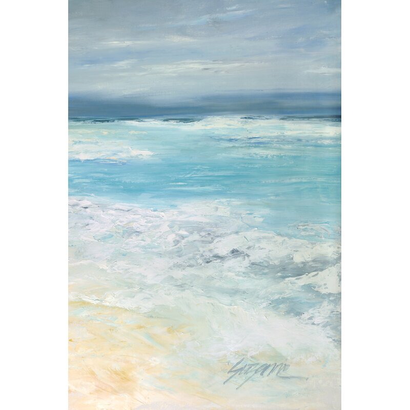 Oil Painting of Tranquil Stormy Sea Waves