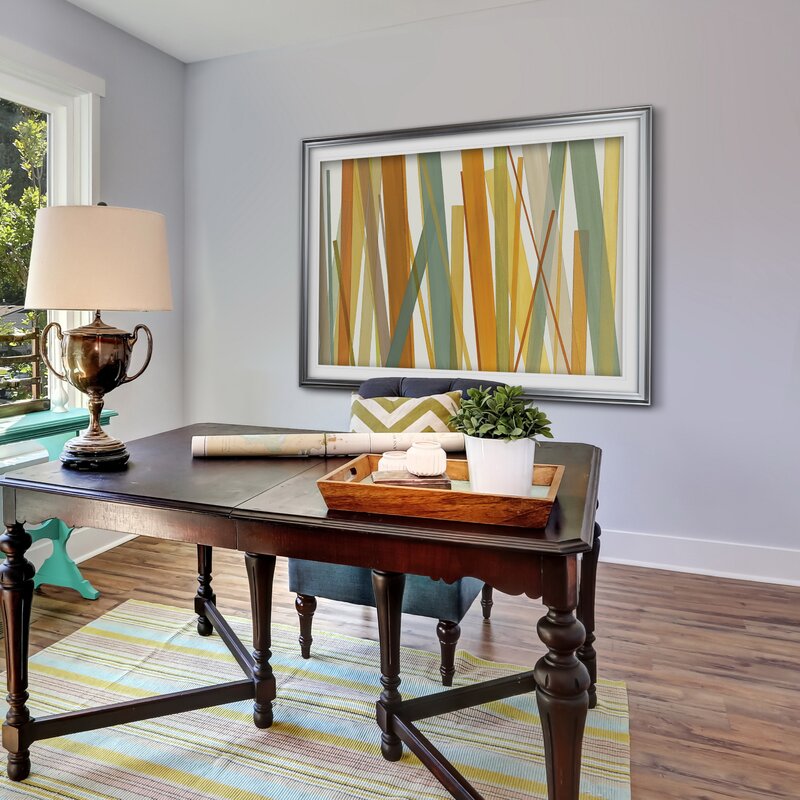 Vibrant Summer Oil Painting of Golden Fields and Green Stalks in Abstract Design