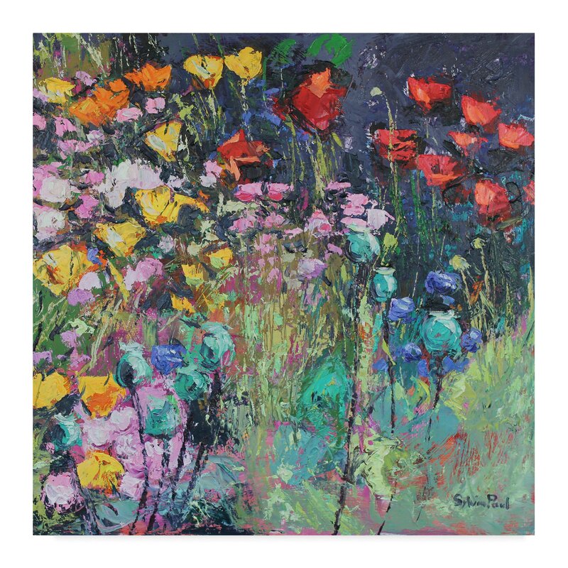 Vibrant Summer Meadow Flowers Oil Painting