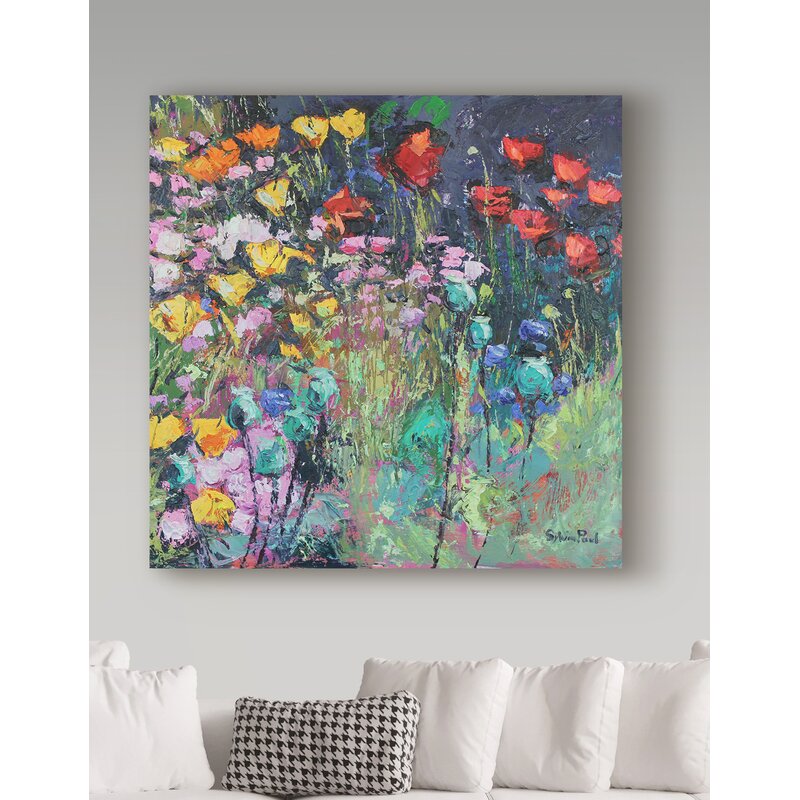 Vibrant Summer Meadow Flowers Oil Painting