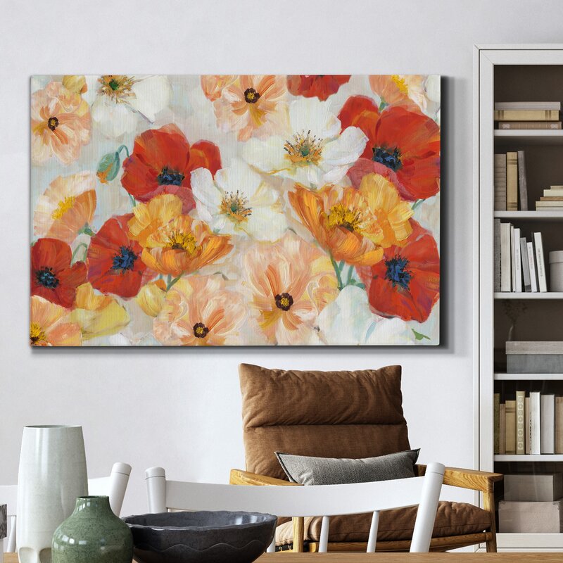 Vibrant Summer Floral Landscape Oil Painting with Bold Colors