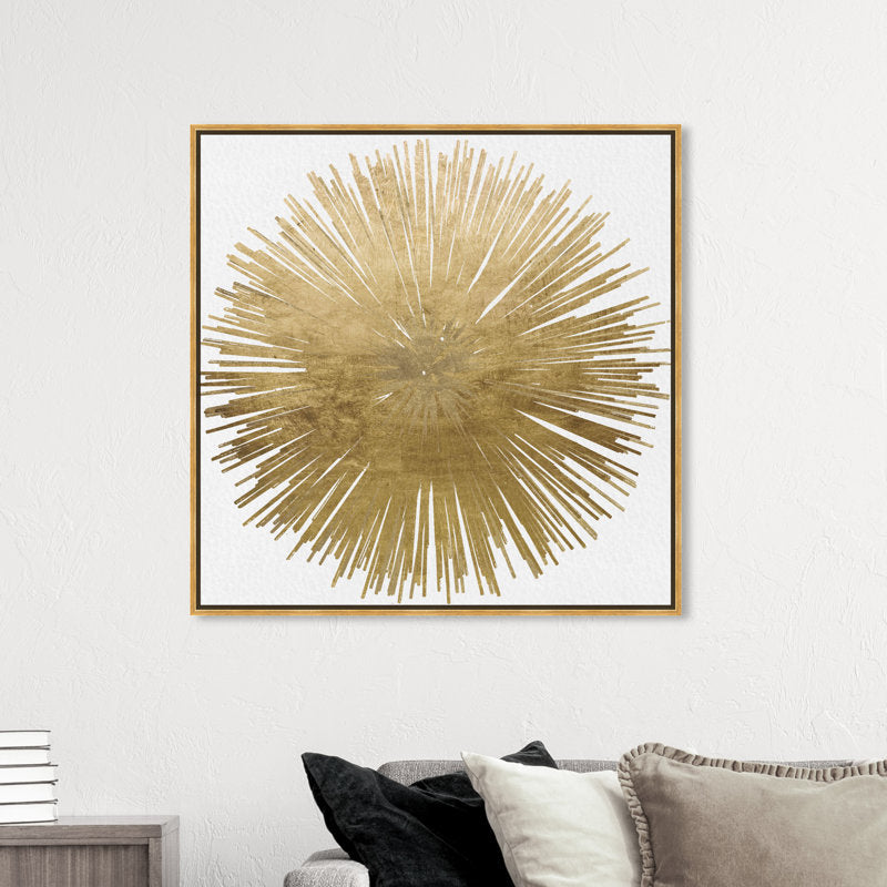 Radiant Gold Sunburst Oil Painting for Modern Home Decor