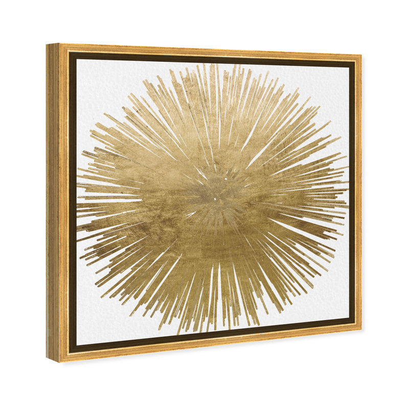 Radiant Gold Sunburst Oil Painting for Modern Home Decor