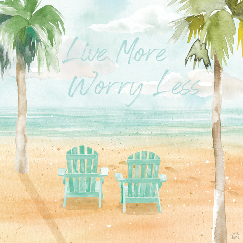 Coastal Serenity: Live More Worry Less Oil Painting