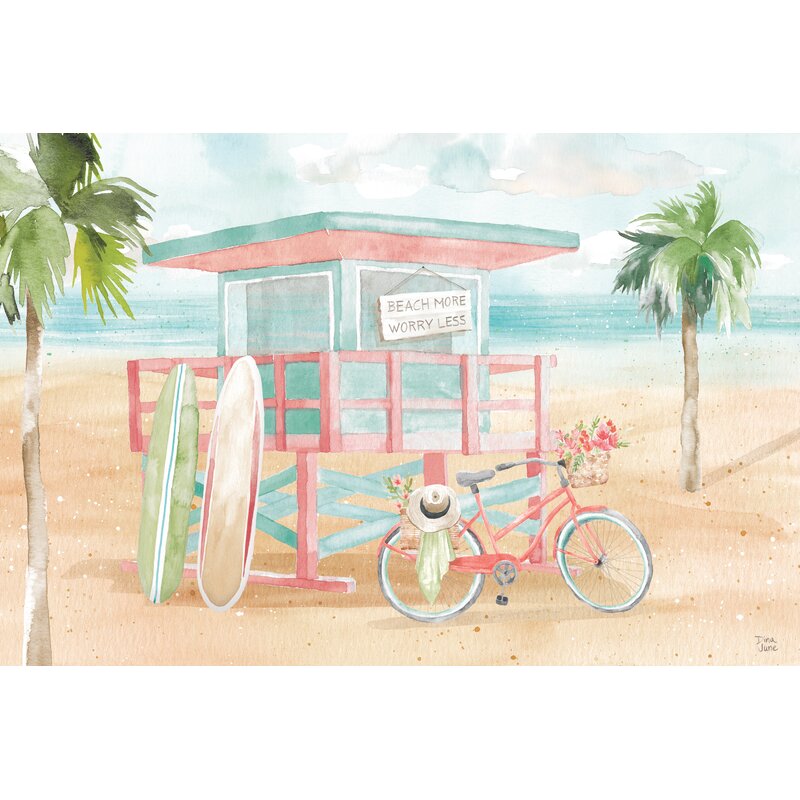 Beach Life Illustrated: Vibrant Surf Scene Oil Painting