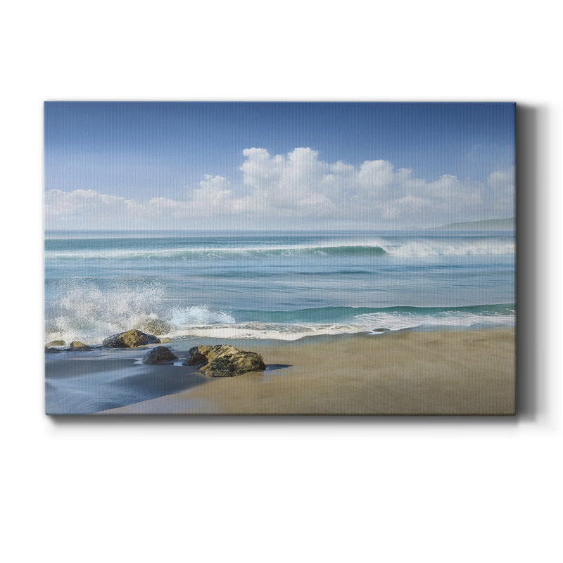 Calm Coastal Waves: A Serene Oil Painting of Ocean Bliss