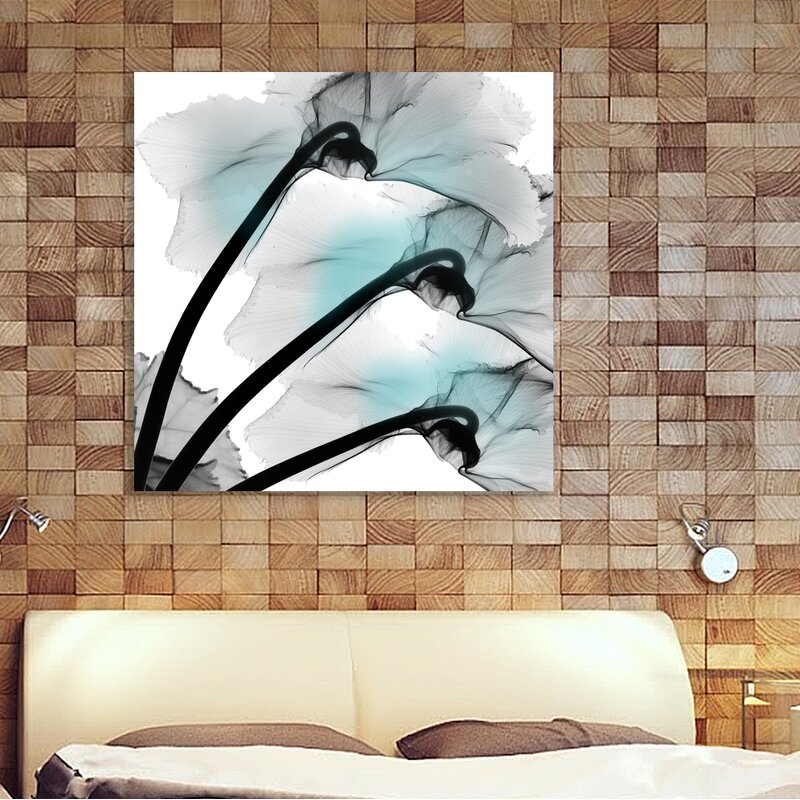 Elegant Teal and Black Cyclamen Floral Oil Painting for Home Decor
