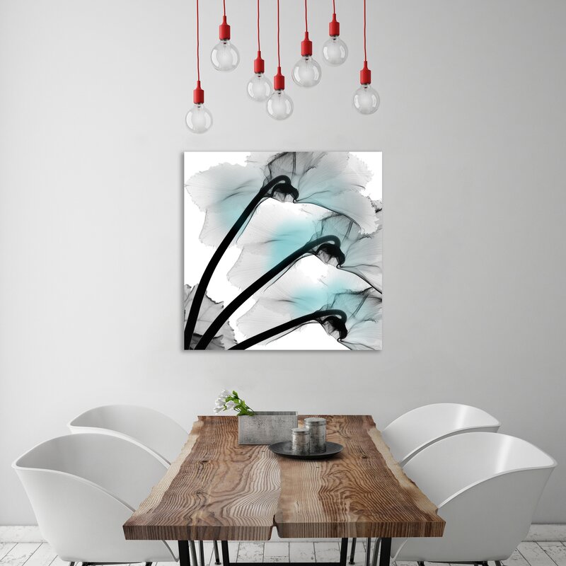 Elegant Teal and Black Cyclamen Floral Oil Painting for Home Decor