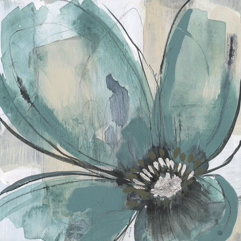 Elegant Teal Floral Oil Painting - Modern Art for Contemporary Decor