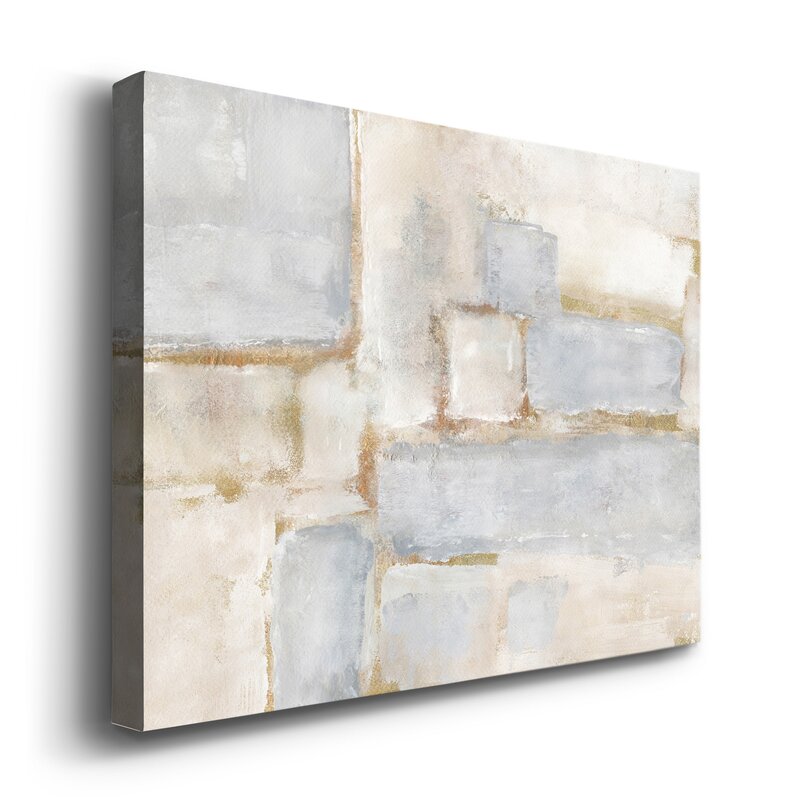 Elegant Abstract Oil Painting with Soft Blue and Neutral Tones for Home Decor