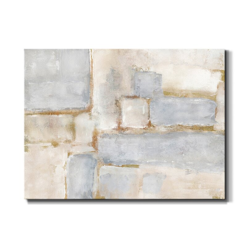 Elegant Abstract Oil Painting with Soft Blue and Neutral Tones for Home Decor