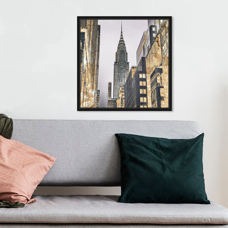 Modern Gold New York Skyscraper Art Print - Golden Cityscape