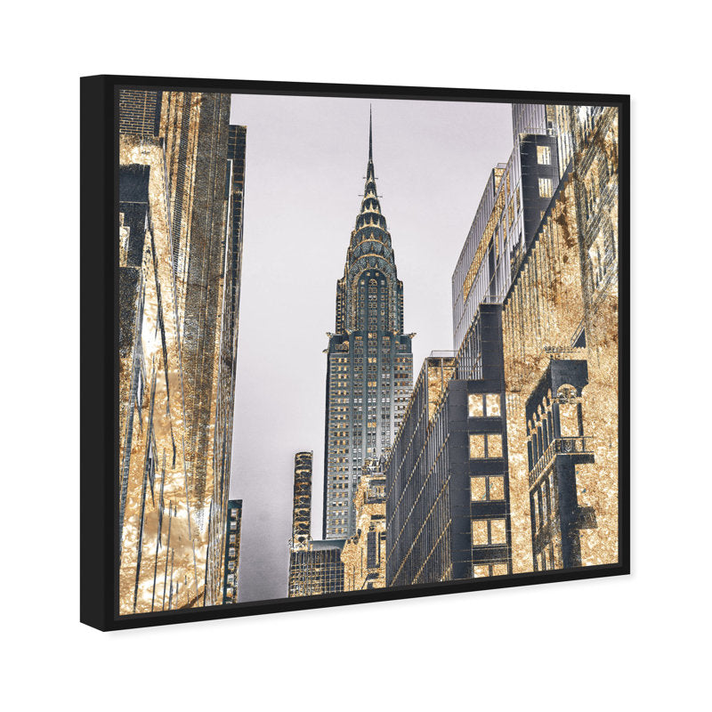 Modern Gold New York Skyscraper Art Print - Golden Cityscape
