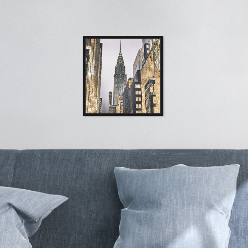 Modern Gold New York Skyscraper Art Print - Golden Cityscape