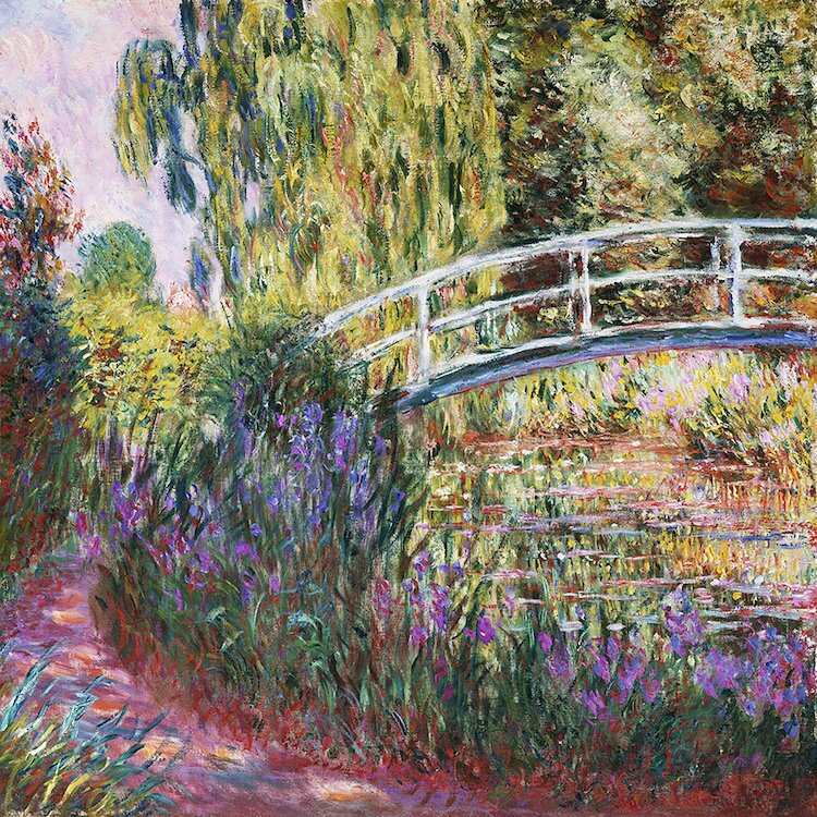 Claude Monet's Japanese Bridge with Water Lilies - Serene Nature Oil Painting