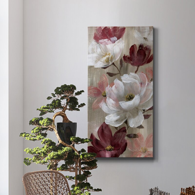 Floral Elegance: Vibrant Oil Painting of Red and White Blossoms