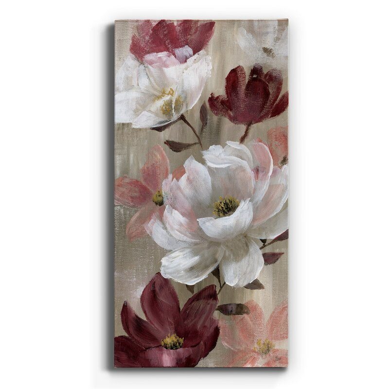Floral Elegance: Vibrant Oil Painting of Red and White Blossoms