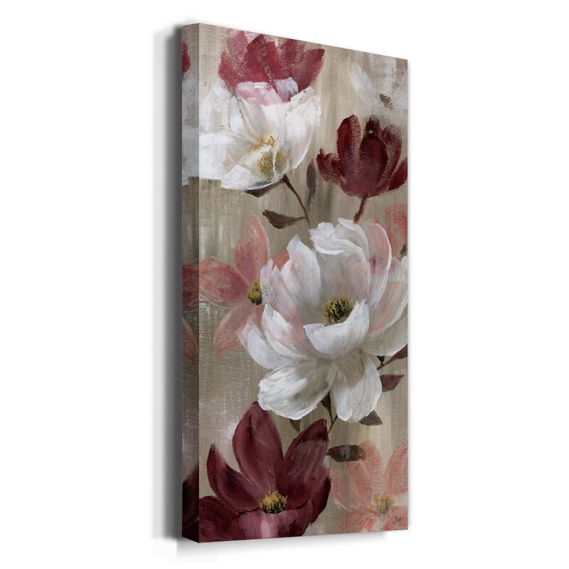 Floral Elegance: Vibrant Oil Painting of Red and White Blossoms