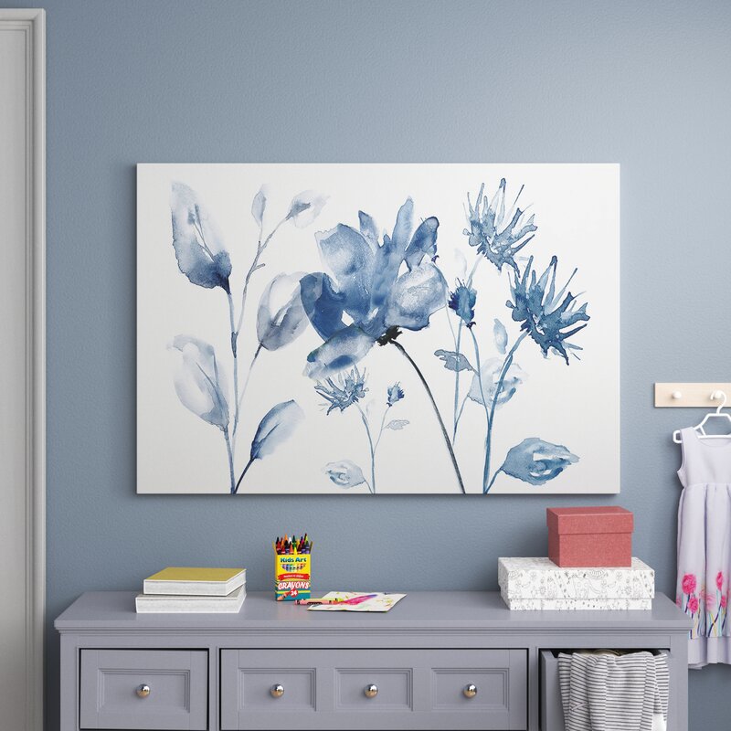 Serene Blue Floral Elegance - Stunning Oil Painting for Tranquil Home Décor