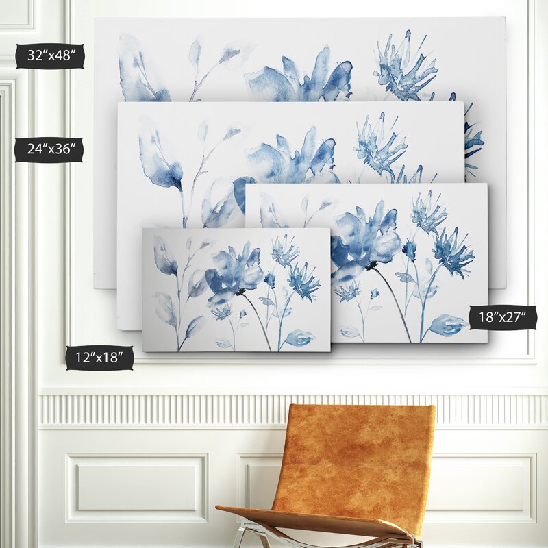 Serene Blue Floral Elegance - Stunning Oil Painting for Tranquil Home Décor