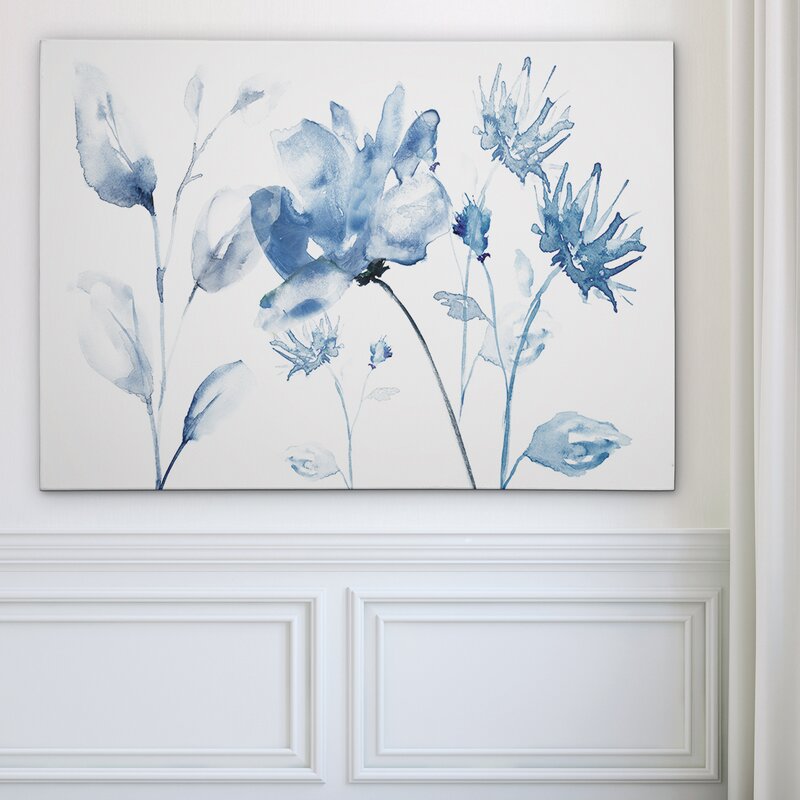 Serene Blue Floral Elegance - Stunning Oil Painting for Tranquil Home Décor