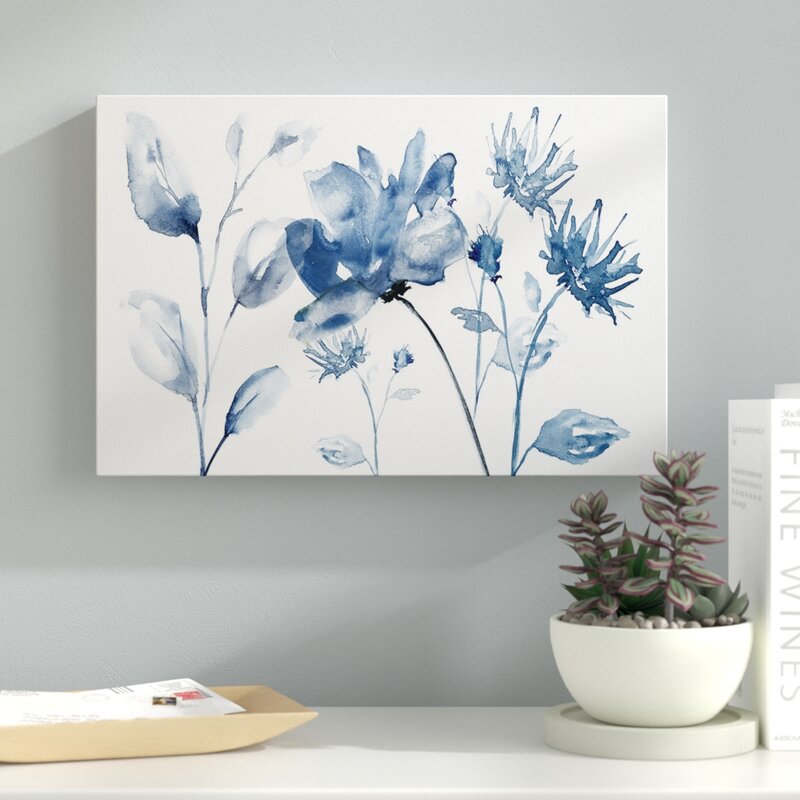 Serene Blue Floral Elegance - Stunning Oil Painting for Tranquil Home Décor
