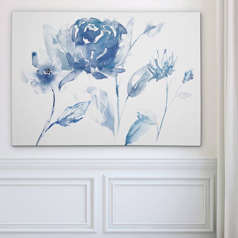 Elegant Blue Floral Oil Painting for Serene Home Decor