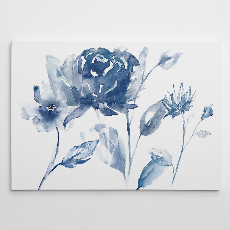 Elegant Blue Floral Oil Painting for Serene Home Decor