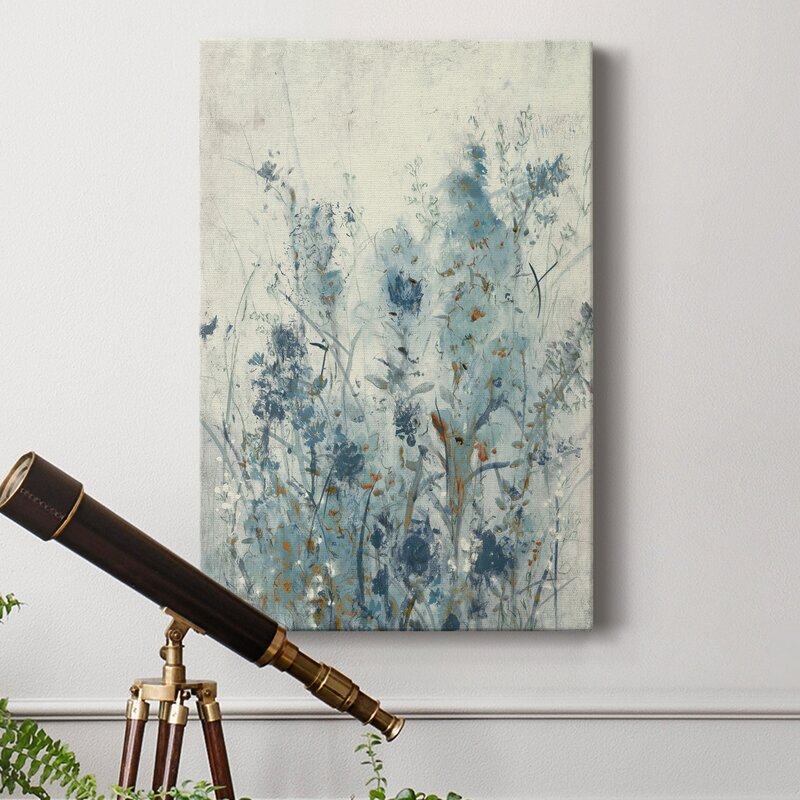 Blue Spring Floral Abstract Oil Painting for Modern Home Decor