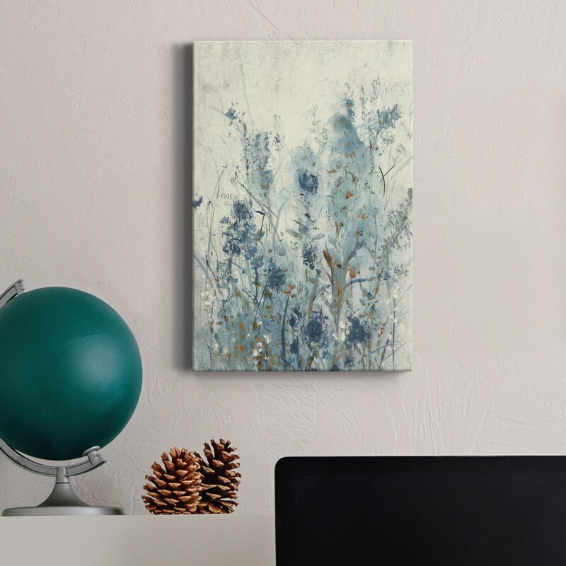 Blue Spring Floral Abstract Oil Painting for Modern Home Decor