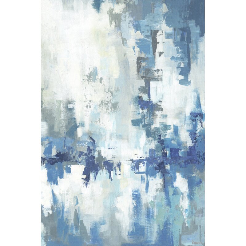 Serene Abstract Blue Oil Painting for Modern Home Decor