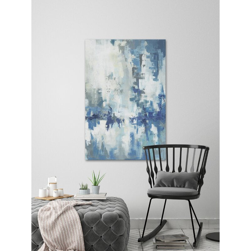 Serene Abstract Blue Oil Painting for Modern Home Decor