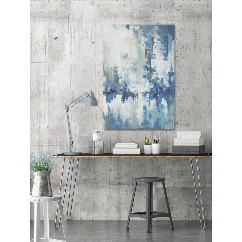 Serene Abstract Blue Oil Painting for Modern Home Decor