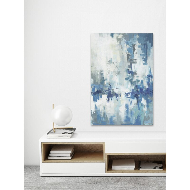 Serene Abstract Blue Oil Painting for Modern Home Decor