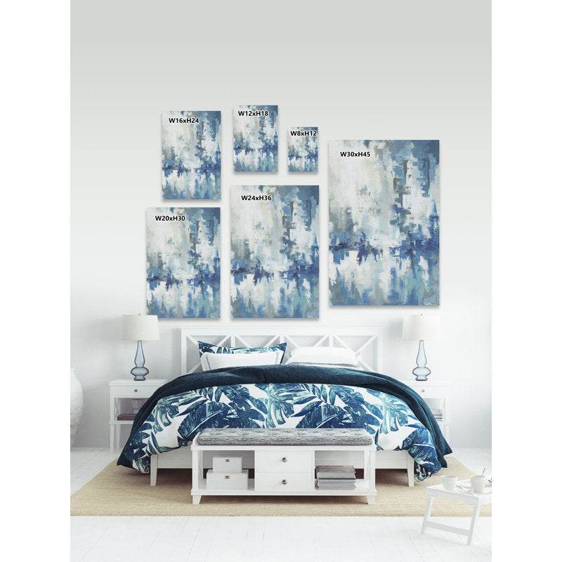 Serene Abstract Blue Oil Painting for Modern Home Decor