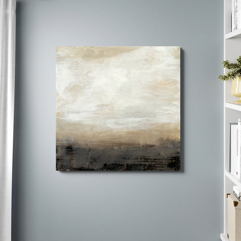 Abstract Umber Landscape Oil Painting for Modern Home Decor