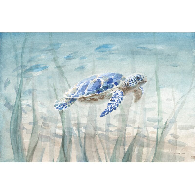 Graceful Sea Turtle Swimming Underwater - Vibrant Ocean Art