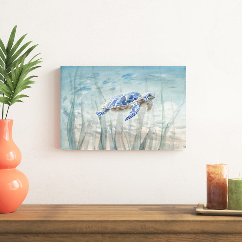 Graceful Sea Turtle Swimming Underwater - Vibrant Ocean Art
