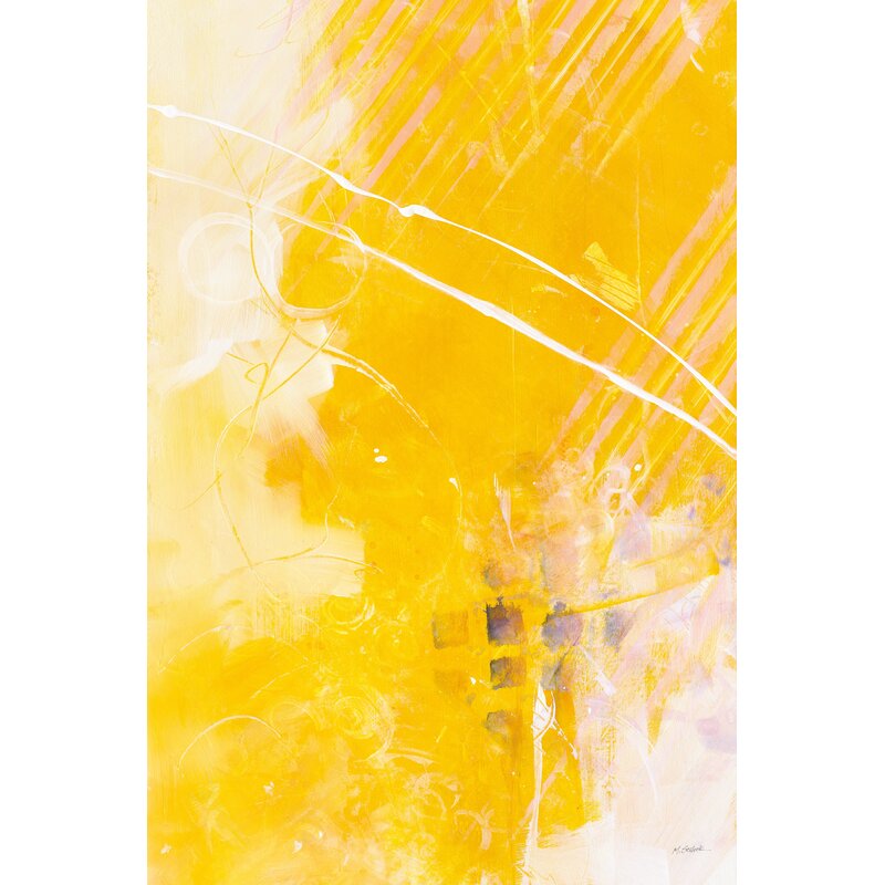 Bright Yellow Abstract Oil Painting