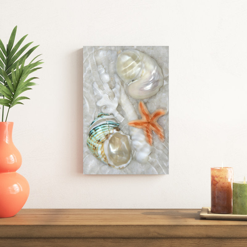 Elegant Underwater Seashells and Starfish Oil Painting