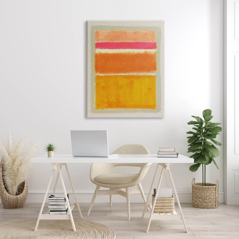 Vibrant Orange Stripes Abstract Oil Painting for Modern Home Decor
