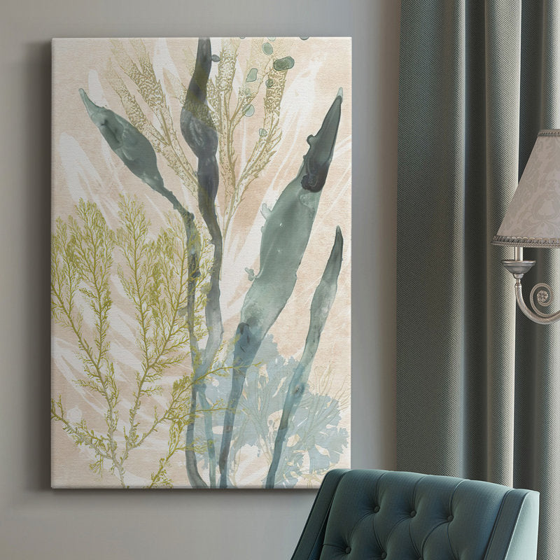 Serene Coastal Flora Oil Painting for Tranquil Home Decor