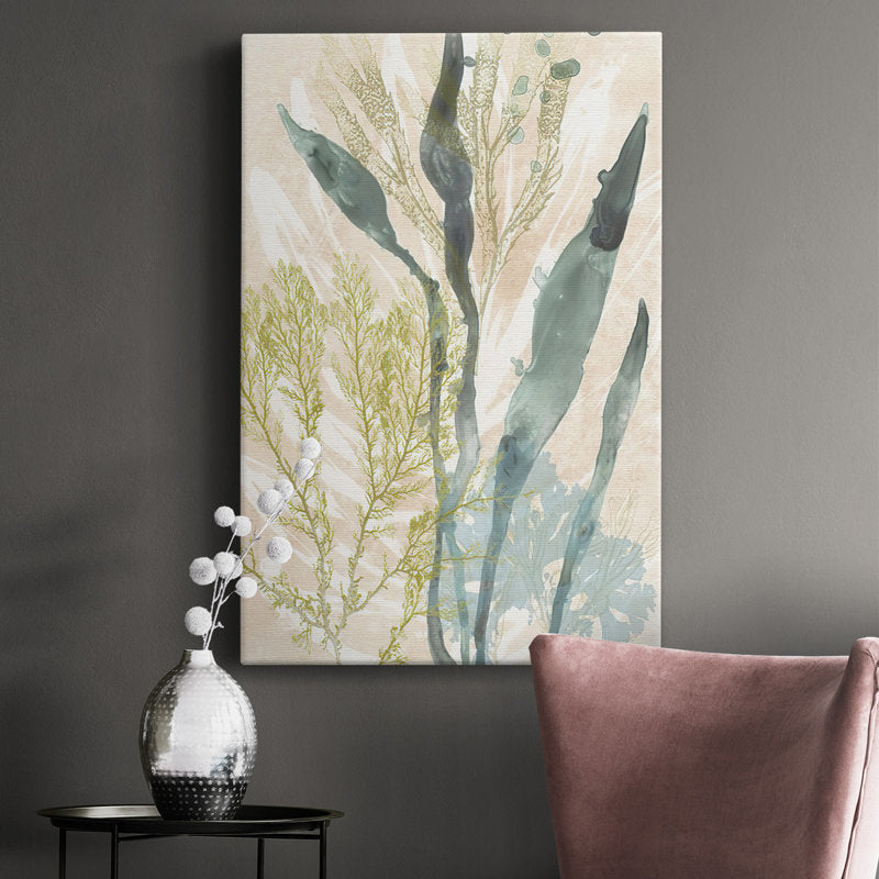 Serene Coastal Flora Oil Painting for Tranquil Home Decor