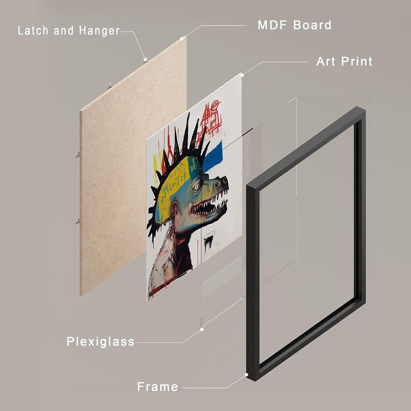 Basquiat Inspired Dinosaur Wall Art Set - Contemporary Vintage Style Prints
