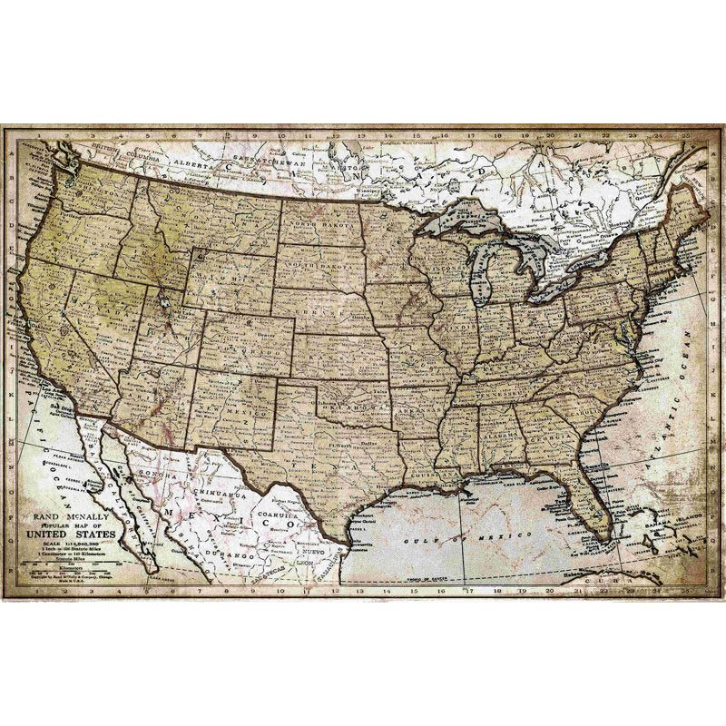 Vintage U.S. Map Wall Art - Antique Style Oil Painting for Home Décor
