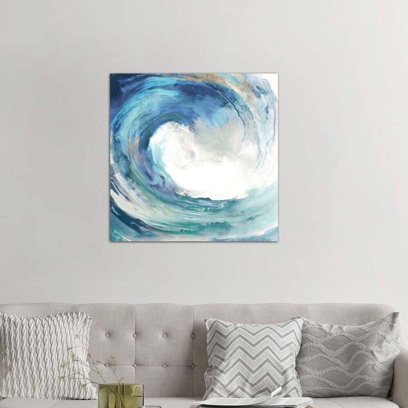 Tranquil Ocean Wave Abstract Oil Painting for Nautical Home Decor