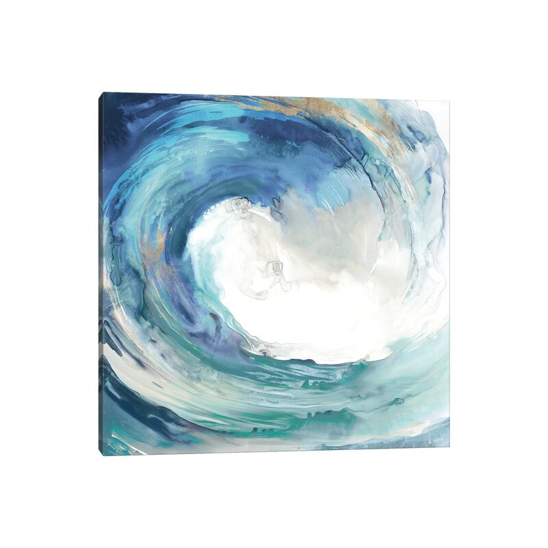 Tranquil Ocean Wave Abstract Oil Painting for Nautical Home Decor
