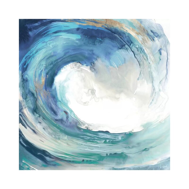 Tranquil Ocean Wave Abstract Oil Painting for Nautical Home Decor