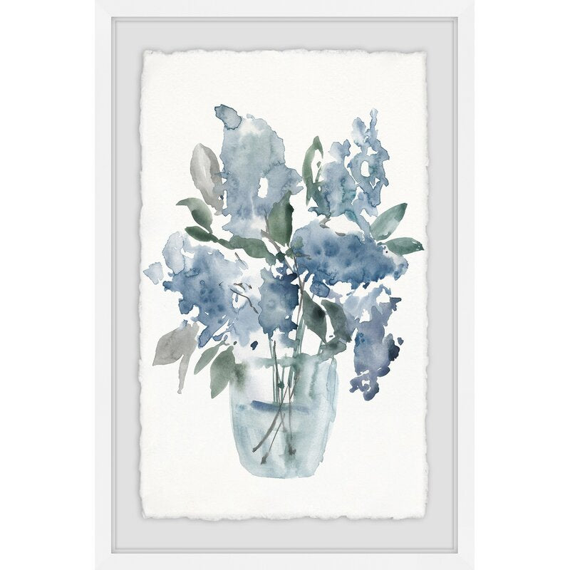 Elegant Blue Watercolor Floral Oil Painting