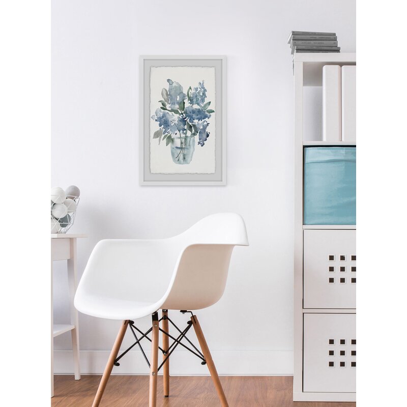 Elegant Blue Watercolor Floral Oil Painting